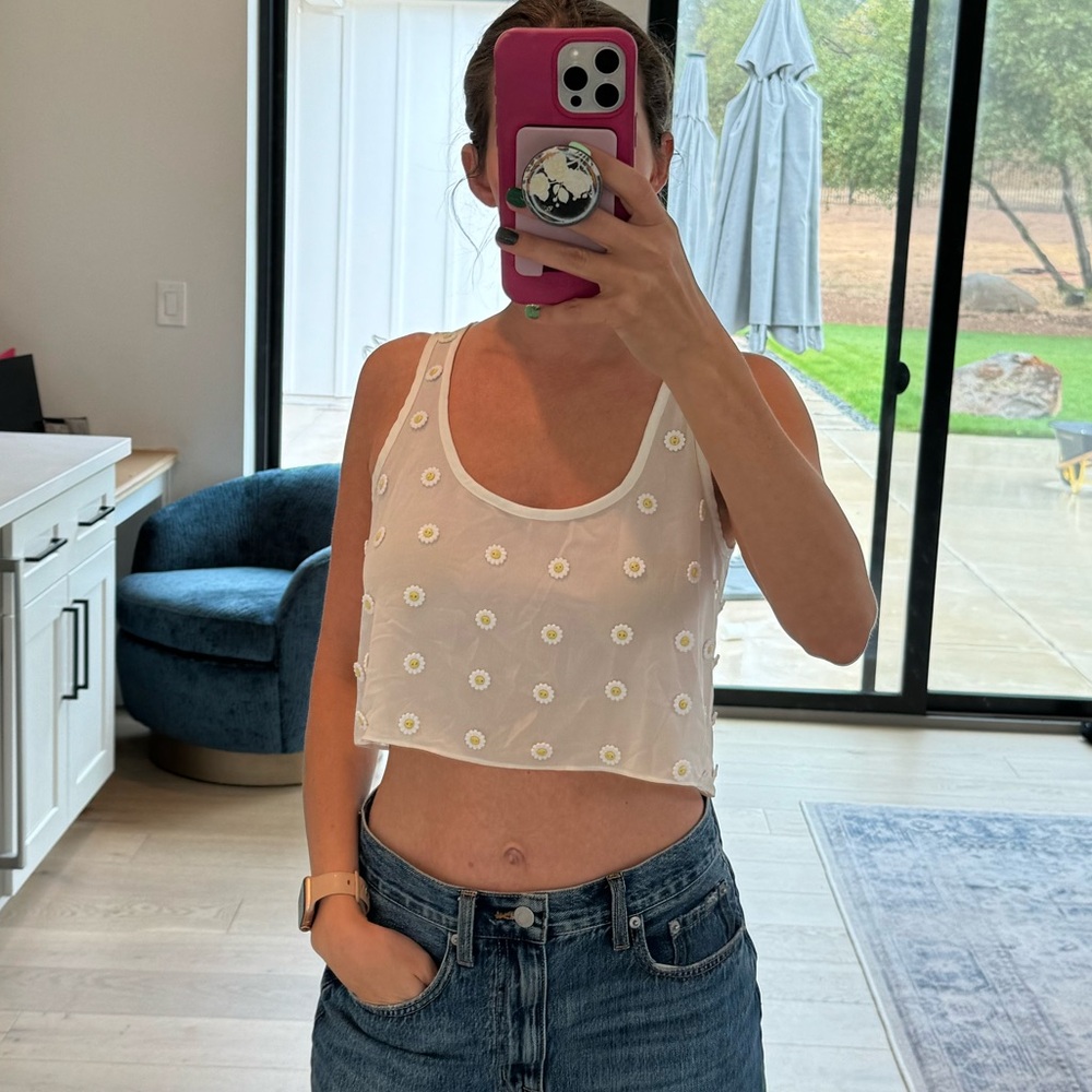 Crop with sewn on beads